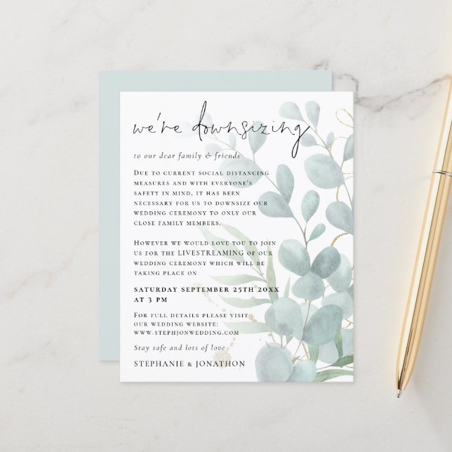 Budget Eucalyptus Downsizing Livestream Wedding (Front/Back In Situ)