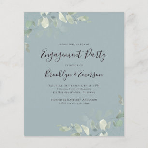 Budget Eucalyptus Engagement Party Invitation