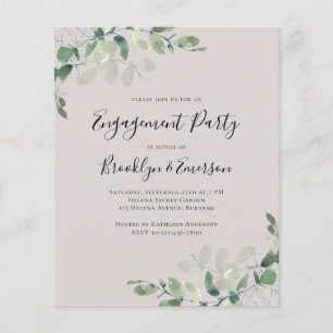 Budget Eucalyptus Engagement Party Invitation