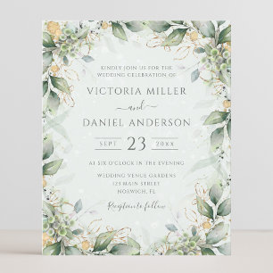 Budget Eucalyptus Faire-part de mariage feuille ve