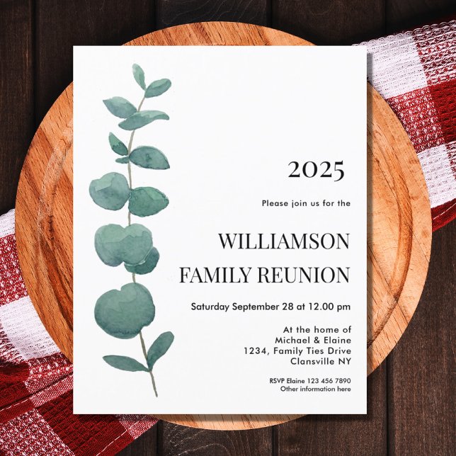 Budget Eucalyptus Family Reunion Invitation (Creator Uploaded)