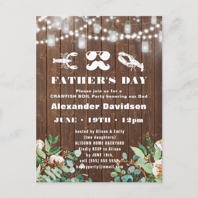 BUDGET Eucalyptus Father's Day Party Invitation Postcard (Front)