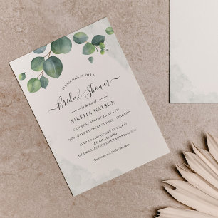 Budget Eucalyptus Floral Bridal Shower Invitation