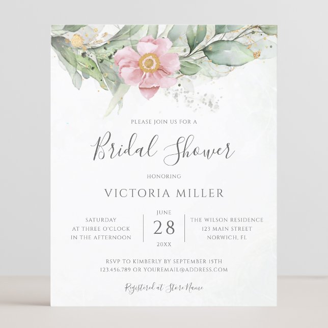 Budget Eucalyptus Floral Bridal Shower Invitation (Creator Uploaded)