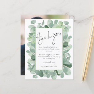Budget Eucalyptus Frame Photo Wedding Thank You