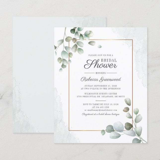 Budget Eucalyptus Geometric Greenery Bridal Shower (Front/Back)