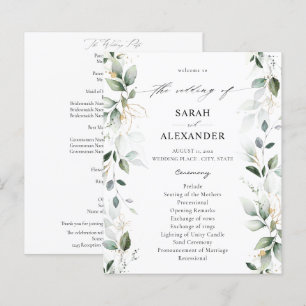 Budget Eucalyptus Glow Gold Wedding Programme 2