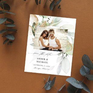 Budget Eucalyptus Glow Photo Save the Date 3 Flyer