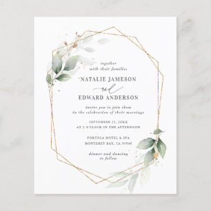 budget Eucalyptus gold elegant wedding Flyer