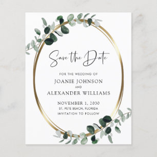 Budget Eucalyptus Gold Metallic Save the Date