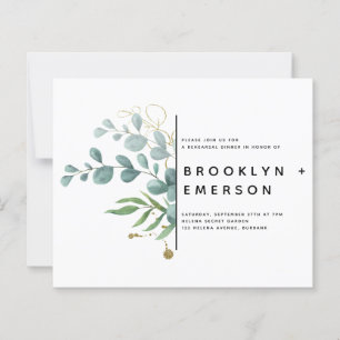 BUDGET Eucalyptus Gold Rehearsal Dinner Invitation