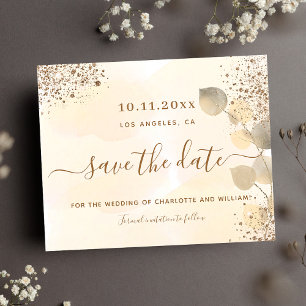 Budget eucalyptus golden wedding save the date