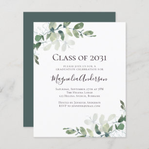 Budget Eucalyptus Graduation Party Invitation