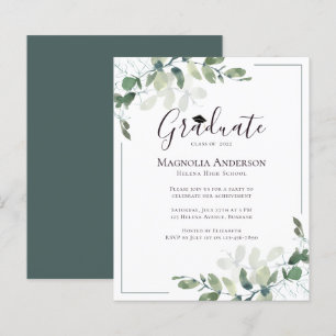 Budget Eucalyptus Graduation Party Invitation