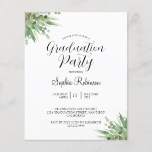 Budget Eucalyptus Graduation Party Invitation