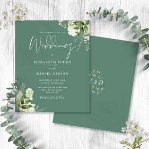 Budget Eucalyptus Green Floral Wedding Invitation