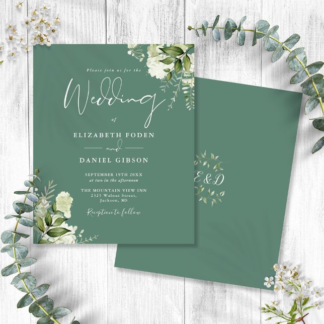Budget Eucalyptus Green Floral Wedding Invitation (Budget Eucalyptus Green Floral Wedding Invitation)