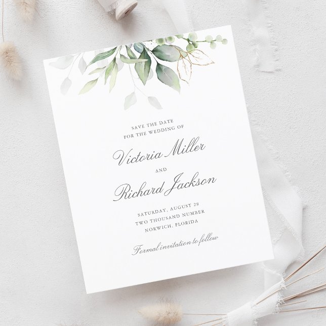 Budget Eucalyptus Green Foliage Save The Date (Creator Uploaded)