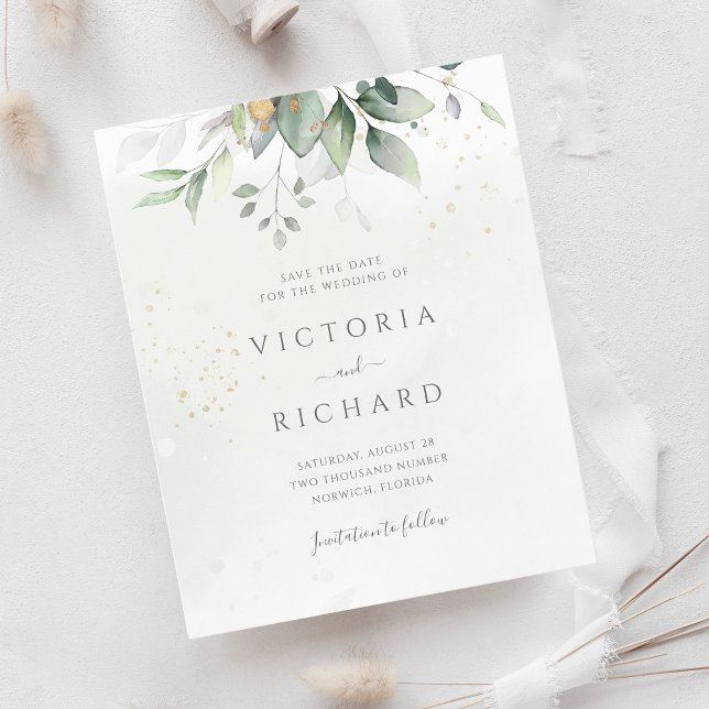Budget Eucalyptus Green Foliage Save The Date (Creator Uploaded)