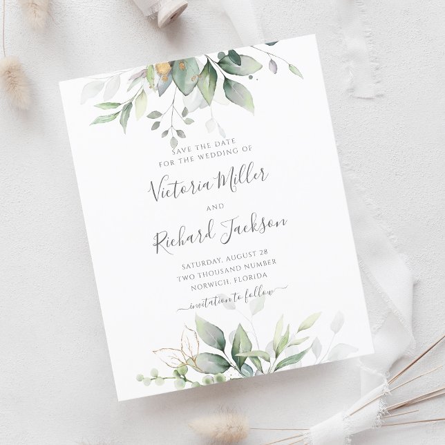 Budget Eucalyptus Green Foliage Save The Date (Creator Uploaded)