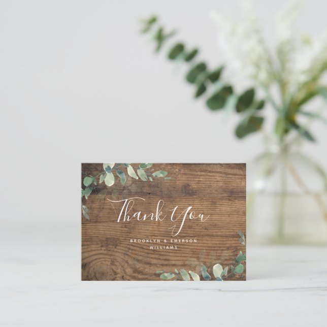 BUDGET Eucalyptus Green Foliage Wedding Thank You  Card (Standing Front)