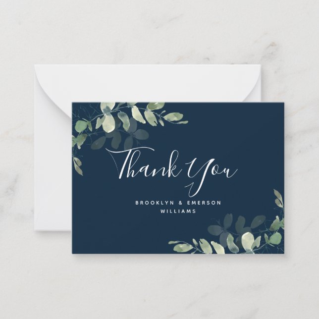 BUDGET Eucalyptus Green Foliage Wedding Thank You  Card (Front)