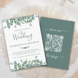 Budget Eucalyptus Green QR Code Wedding Invitation<br><div class="desc">Eucalyptus Greenery Custom QR Code wedding invitation cards . Invite friends and family to your special day, with this simple all in one wedding invitation. These QR Code wedding website invitations are perfect when you would like to keep all wedding info on your website, and no worries about lost rsvp’s....</div>