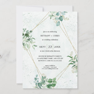 Budget Eucalyptus Greenery all in one Wedding Invitation