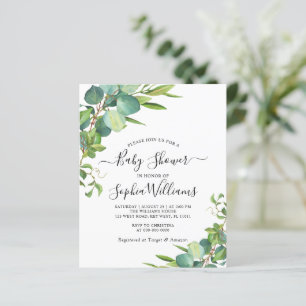 Budget Eucalyptus Greenery Baby Shower Invitation