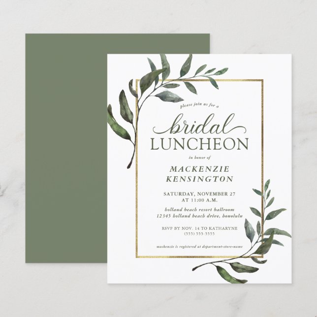 Budget Eucalyptus Greenery Bridal Shower Luncheon (Front/Back)