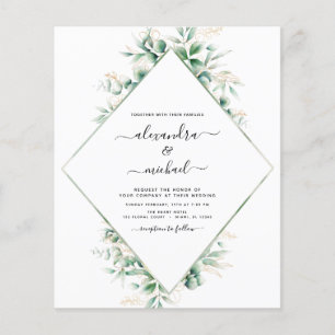 Budget Eucalyptus Greenery Elegant Wedding Flyer
