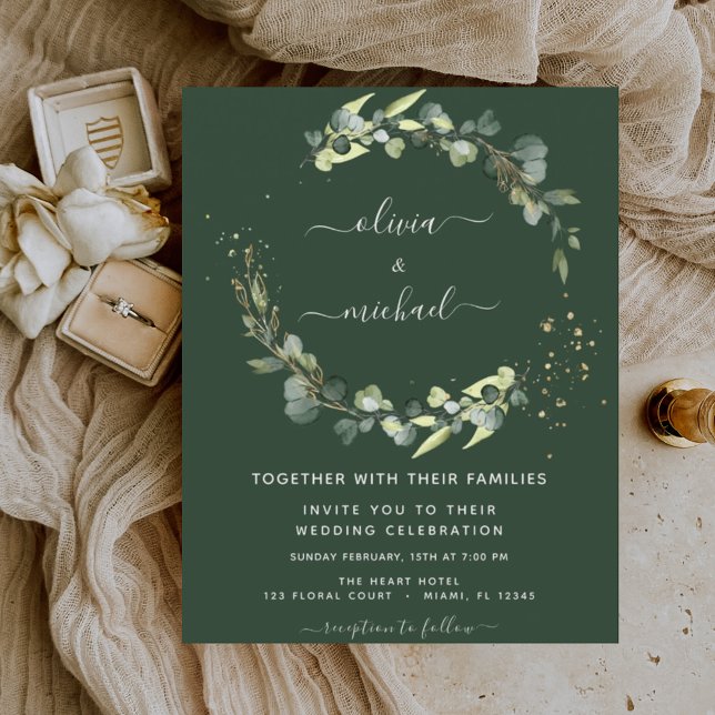 Budget Eucalyptus Greenery Emerald Green Wedding Flyer (Creator Uploaded)