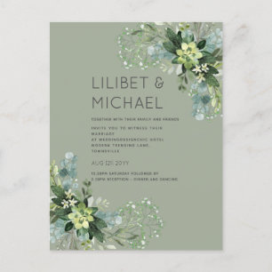 BUDGET  Eucalyptus Greenery Foliage Wedding Postcard