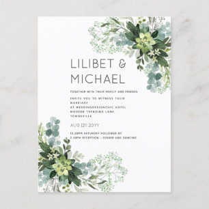 BUDGET  Eucalyptus Greenery Foliage Wedding Postcard