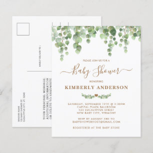 Budget Eucalyptus Greenery Gold Baby Shower Invite