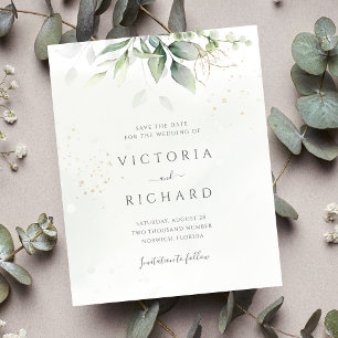 Budget Eucalyptus Greenery Gold Save The Date