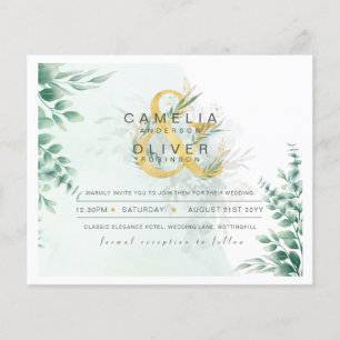 BUDGET Eucalyptus Greenery Gold Wedding QR CODE IN Flyer