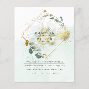 BUDGET Eucalyptus Greenery Gold Wedding QR CODE IN Flyer