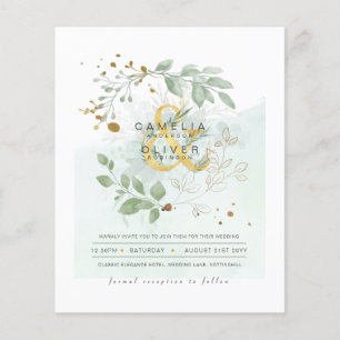 BUDGET Eucalyptus Greenery Gold Wedding QR CODE IN Flyer