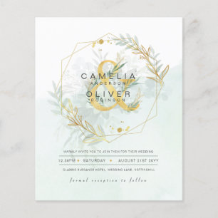 BUDGET Eucalyptus Greenery Gold Wedding QR CODE IN Flyer