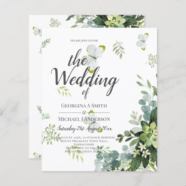 BUDGET Eucalyptus Greenery Leaves Emerald Wedding (Front/Back)