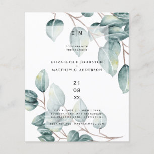 Budget Eucalyptus Greenery Leaves Wedding Invites