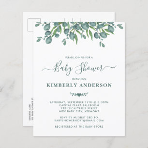 Budget Eucalyptus Greenery Sage Baby Shower Invite