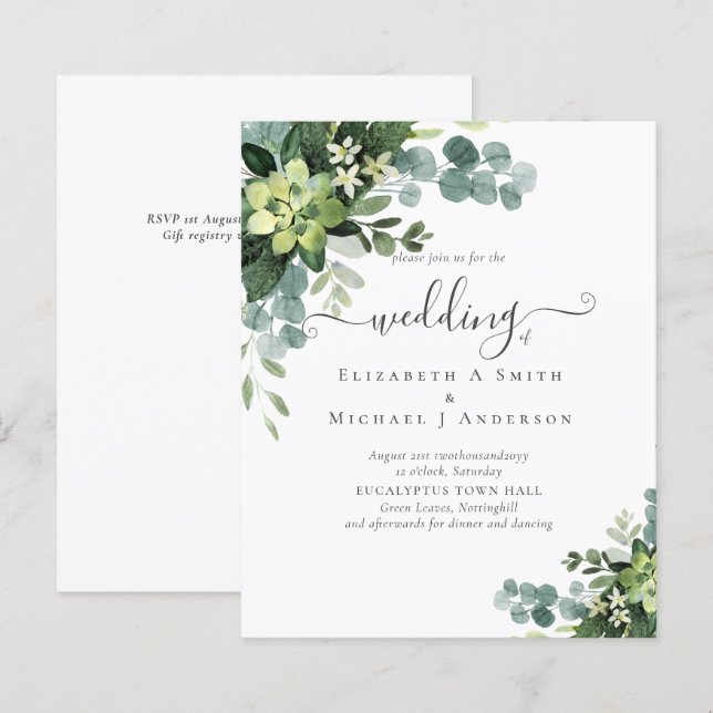 BUDGET  Eucalyptus Greenery Wedding (Front/Back)
