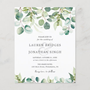 Budget Eucalyptus Greenery Wedding Invitation