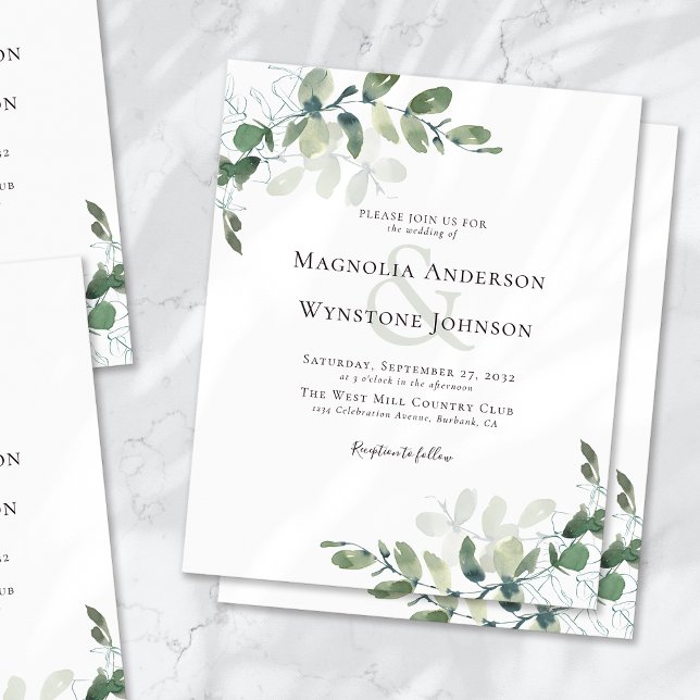 Budget Eucalyptus Greenery Wedding Invitation (Creator Uploaded)