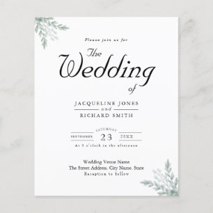 Budget Eucalyptus Greenery Wedding Invitation Flyer