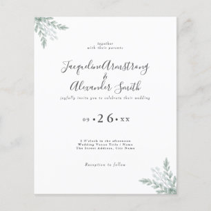 Budget Eucalyptus Greenery Wedding Invitation Flyer