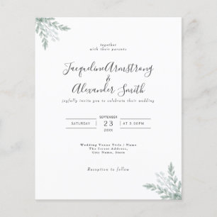 Budget Eucalyptus Greenery Wedding Invitation Flyer