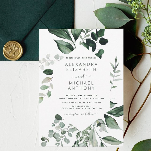 Budget Eucalyptus Greenery Wedding Invitations (Creator Uploaded)